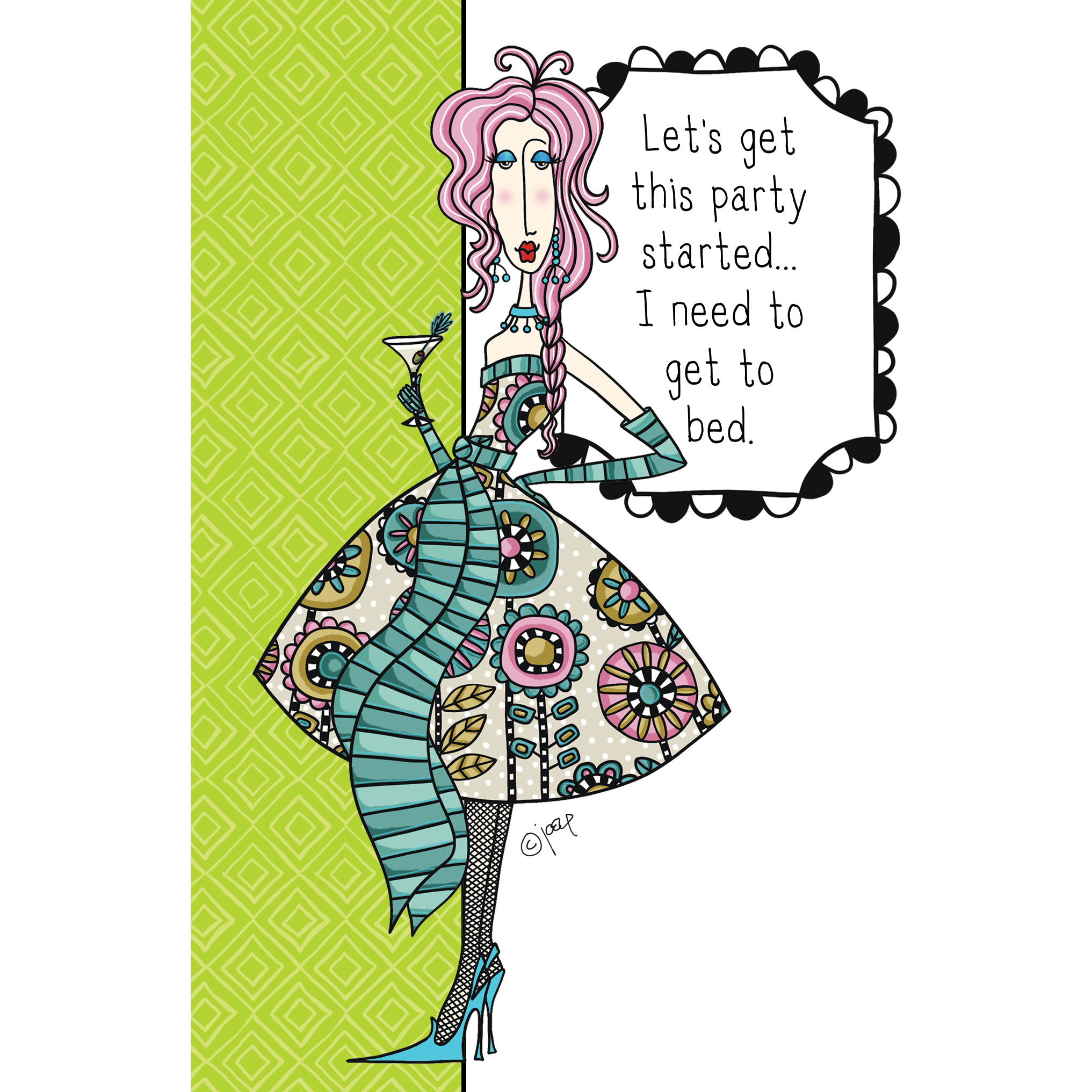 Pictura Go To Bed birthday card featuring Dolly Mamas design with colorful illustrations for special occasions.